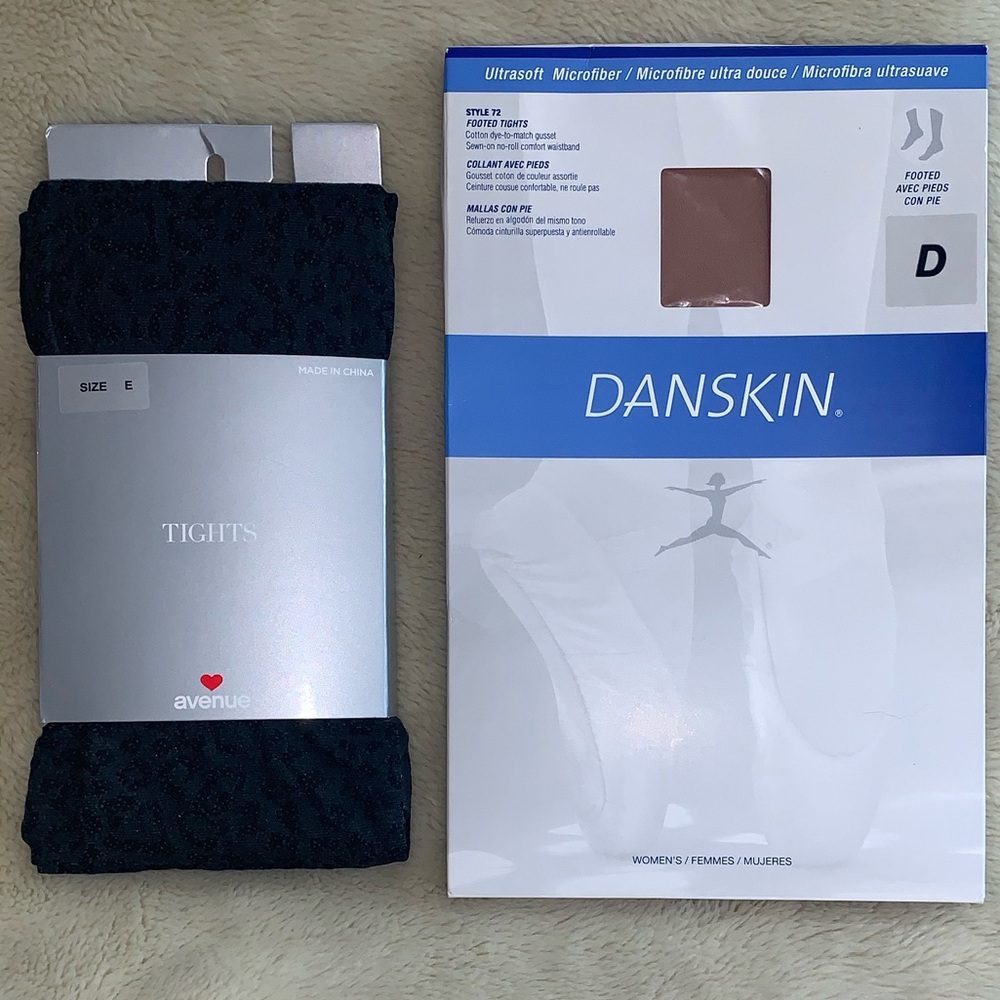 Bundle of 2 tights new in package queen size toast and grey cheetah